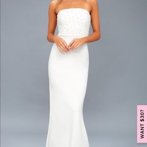 Blair White Pearl Strapless Maxi Dress Lulus